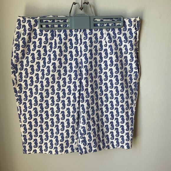 Brooks Brothers 346 Natalie Fit Seahorse Shorts, Size 8. White with Periwinkle S - Picture 9 of 12